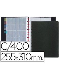 Tarjetero liderpapel anillas din a4 con 20 fundas intercambiables capacidad 400 tarjetas