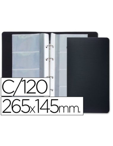 Tarjetero liderpapel 4 anillas 15 fundas de 4 departamentos 265x145 mm