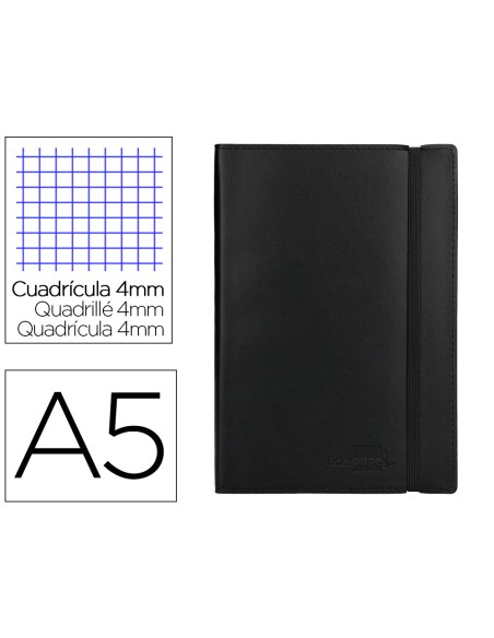 Libreta liderpapel simil piel a5 120 hojas 70g m2 cuadro 4mm sin margen negro Libreta liderpapel simil piel a5 120 hojas 70g m2 cuadro 4mm sin margen negro