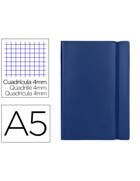 Libreta liderpapel simil piel a5 120 hojas 70g m2 cuadro 4mm sin margen azul Libreta liderpapel simil piel a5 120 hojas 70g m2 cuadro 4mm sin margen azul