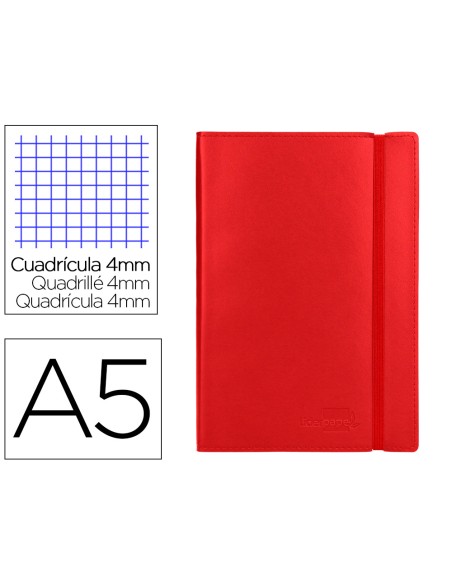 Libreta liderpapel simil piel a5 120 hojas 70g m2 cuadro 4mm sin margen rojo Libreta liderpapel simil piel a5 120 hojas 70g m2 cuadro 4mm sin margen rojo