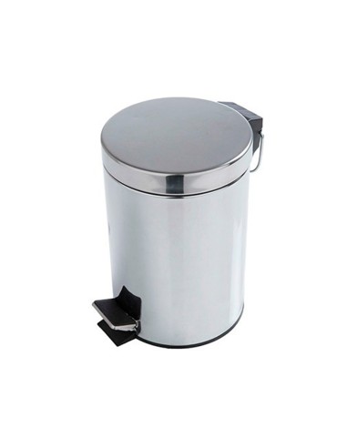 Papelera metalica q connect con pedal cromada 32x21 cm capacidad 6 litros