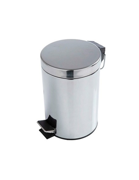 Papelera metalica q connect con pedal cromada 32x21 cm capacidad 6 litros