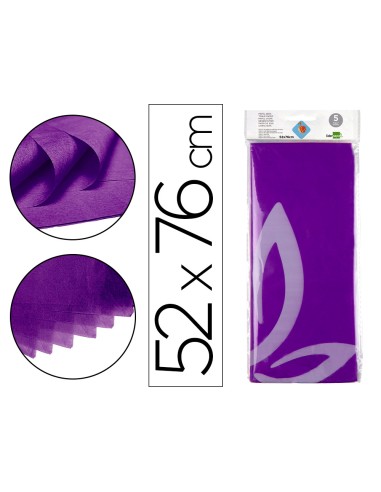 Papel seda liderpapel 52x76cm 18g m2 bolsa de 5 hojas violeta