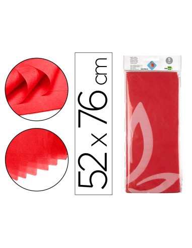 Papel seda liderpapel 52x76cm 18g m2 bolsa de 5 hojas rojo