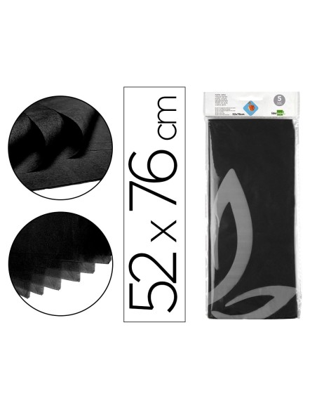 Papel seda liderpapel 52x76cm 18g m2 bolsa de 5 hojas negro