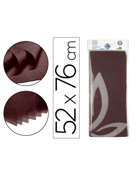 Papel seda liderpapel 52x76cm 18g m2 bolsa de 5 hojas marron