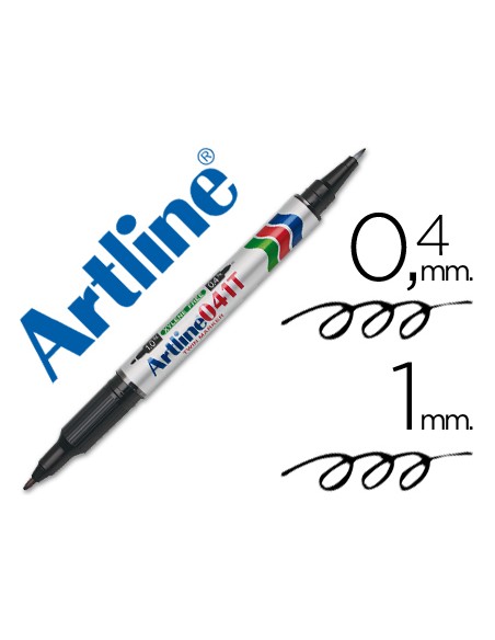 Rotulador artline marcador permanente ek 041t negro doble punta 04 y 10 mm