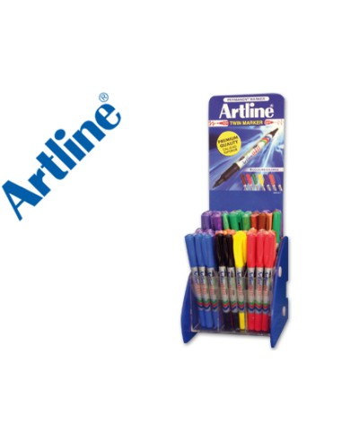 Rotulador artline marcador permanente ek 041t doble punta 04 y 1 mm expositor de 72 unidades colores surtidos