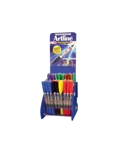 Rotulador artline marcador permanente ek 041t doble punta 04 y 1 mm expositor de 72 unidades colores surtidos