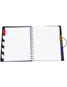 Cuaderno espiral liderpapel a4 micro executive tapa plastico 100h 80 gr cuadro 5mm 5 separadores con gomilla negro