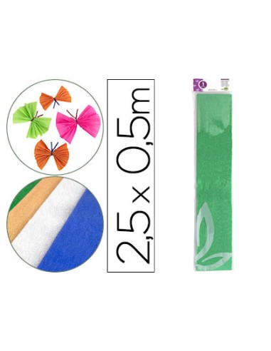 Papel crespon liderpapel 50 cm x 25m metalizado verde