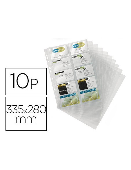 Recambio fundas duraclip para tarjetero 2384 bolsa de 10 hojas capacidad 20 tarjetas por hoja