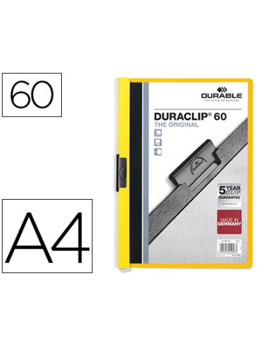 Carpeta duraclip dossier pinza lateral amarillo capacidad 60 hojas