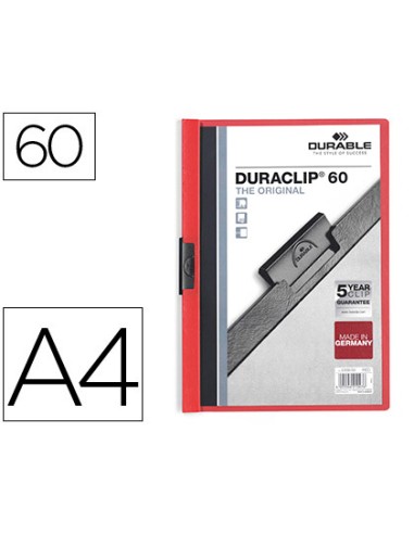 Carpeta duraclip dossier pinza lateral rojo capacidad 60 hojas