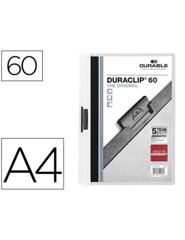 Carpeta duraclip dossier pinza lateral blanco capacidad 60 hojas