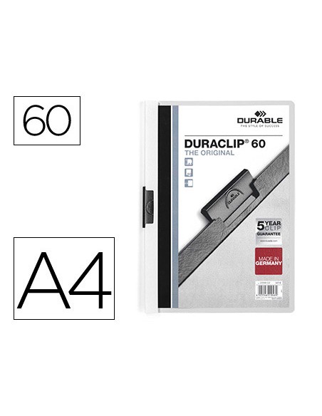 Carpeta duraclip dossier pinza lateral blanco capacidad 60 hojas