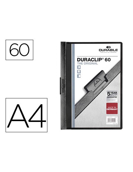 Carpeta duraclip dossier pinza lateral negro capacidad 60 hojas