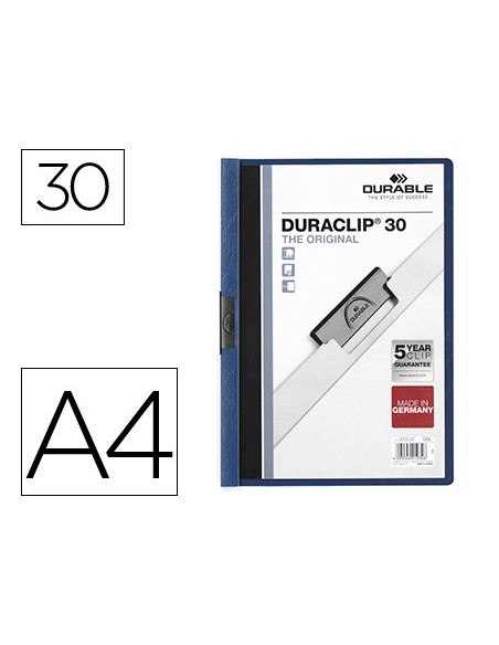 Carpeta duraclip dossier pinza lateral azul oscuro capacidad 30 hojas