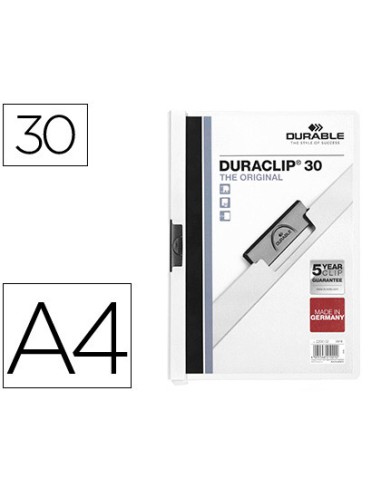 Carpeta duraclip dossier pinza lateral blanco capacidad 30 hojas