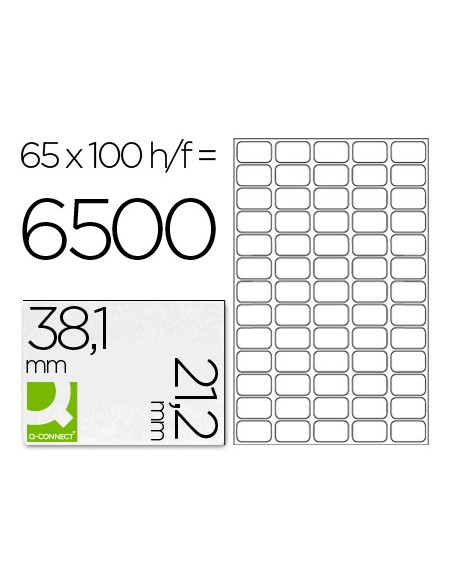 Etiqueta adhesiva q connect kf00573 tamano 381x212 mm fotocopiadora laser ink jet caja con 100 hojas din a4