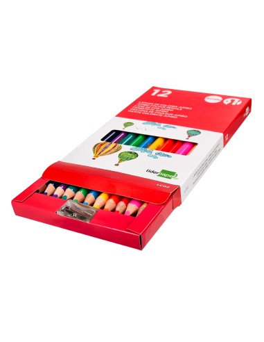 Lapices de colores liderpapel jumbo con sacapuntas caja de 12 unidades colores surtidos