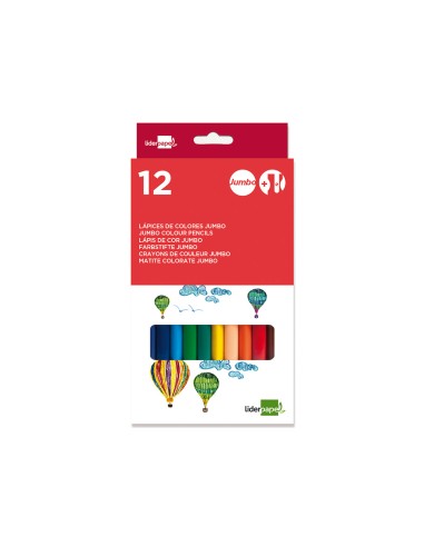Lapices de colores liderpapel jumbo con sacapuntas caja de 12 unidades colores surtidos