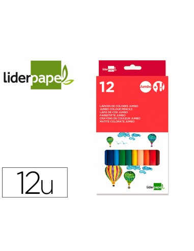 Lapices de colores liderpapel jumbo con sacapuntas caja de 12 unidades colores surtidos