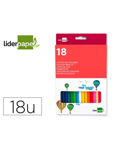 Lapices de colores liderpapel caja de 18 unidades colores surtidos