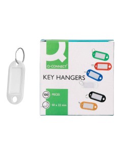 Llavero portaetiquetas q connect color blanco expositor de 100 unidades