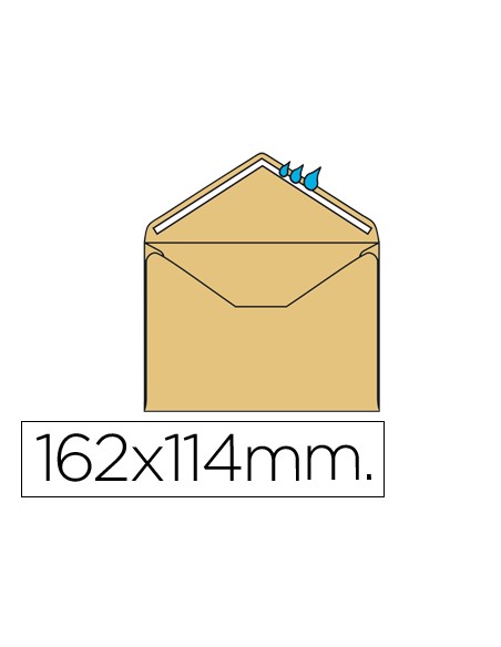 Sobre liderpapel n23 crema c6 114x162 mm engomado solapa de pico caja de 500 unidades