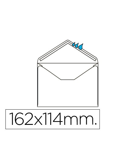 Sobre liderpapel n21 blanco c6 114x162 mm engomado solapa de pico caja de 500 unidades