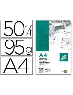 Bloc papel vegetal liderpapel encolado 210x297mm 50 hojas 95g m2