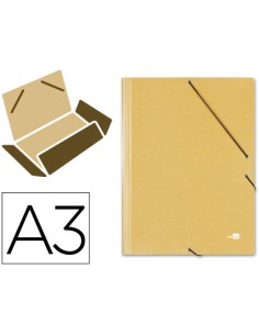 Carpeta liderpapel gomas a3 3 solapas carton prespan amarilla