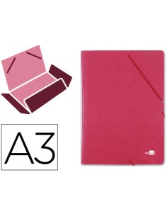 Carpeta liderpapel gomas a3 3 solapas carton prespan roja