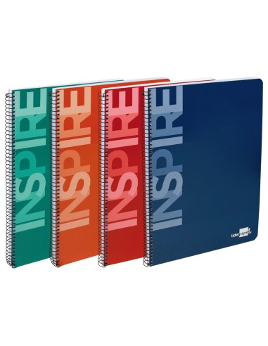 Cuaderno espiral liderpapel cuarto inspire tapa dura 80h 60 gr milimetrado 2mm con margen colores surtidos