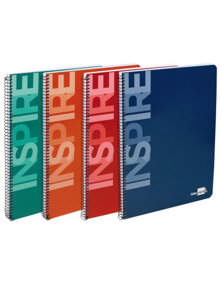 Cuaderno espiral liderpapel cuarto inspire tapa dura 80h 60 gr milimetrado 2mm con margen colores surtidos