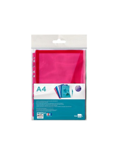 Carpeta liderpapel dossier broche 36669 polipropileno din a4 pack de 5 colsurtidos transparente multitaladro