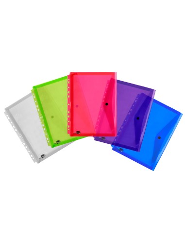 Carpeta liderpapel dossier broche 36669 polipropileno din a4 pack de 5 colsurtidos transparente multitaladro