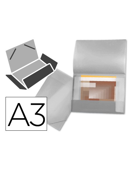 Carpeta liderpapel portadocumentos 44804 solapas polipropileno din a3 transparente translucido lomo flexible