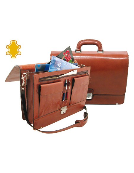 Cartera portafolios q connect artesania de piel con broche 403x300x105 mm fabricada en ubrique