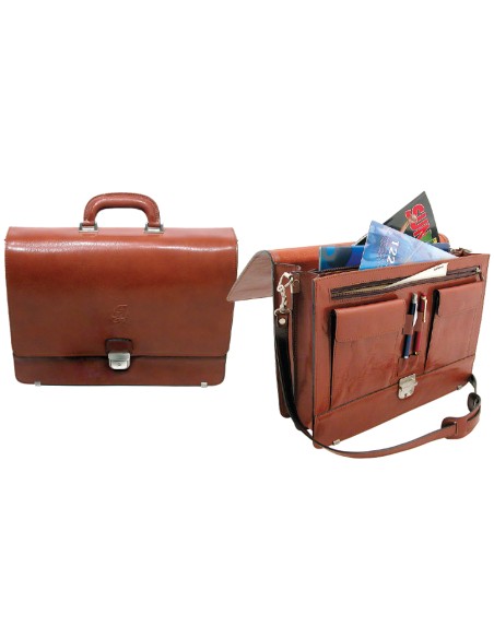 Cartera portafolios q connect artesania de piel con broche 403x300x105 mm fabricada en ubrique