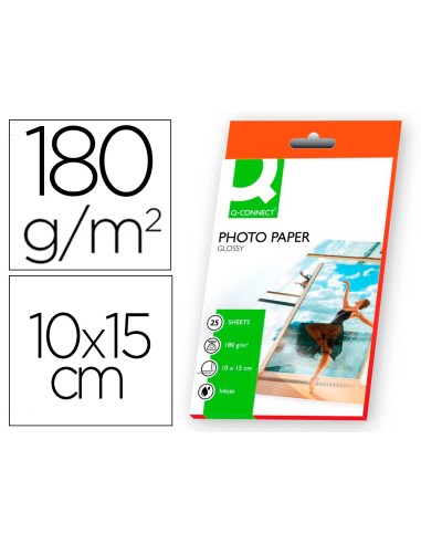 Papel q connect foto glossy kf01905 10x15 cm digital photo para ink jet bolsa de 25 hojas de 180 gr