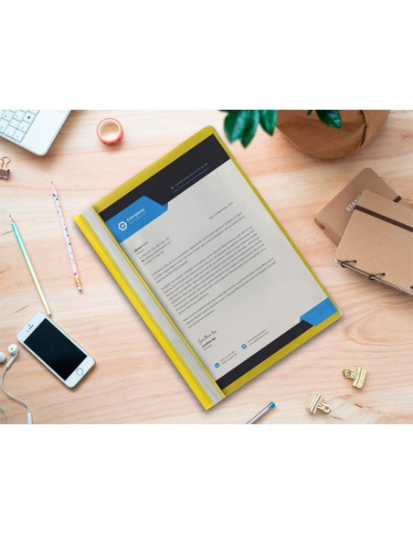 Carpeta dossier fastener plastico q connect din a4 amarilla