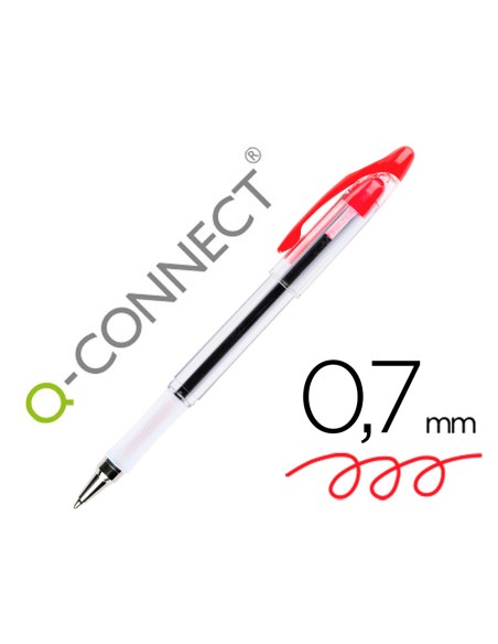 Boligrafo q connect delta rojo sujecion de caucho con capuchon
