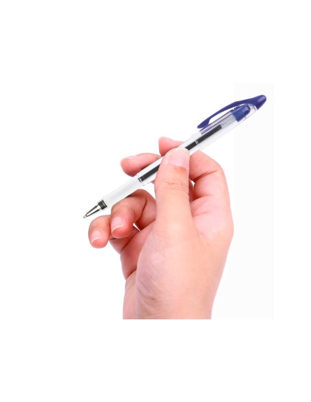 Boligrafo q connect delta azul sujecion de caucho con capuchon