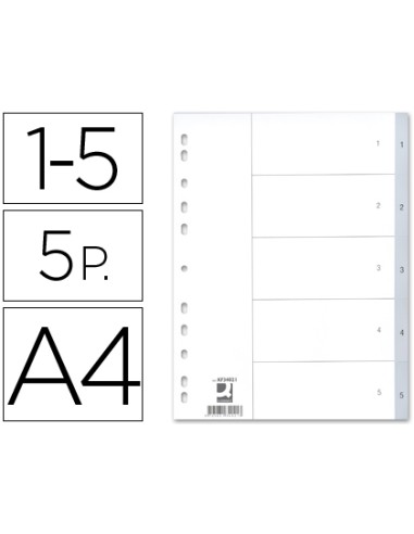 Separador numerico q connect plastico 1 5 juego de 5 separadores din a4 multitaladro