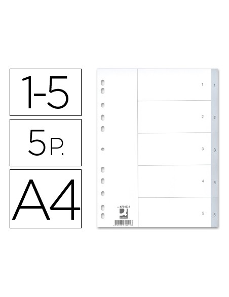 Separador numerico q connect plastico 1 5 juego de 5 separadores din a4 multitaladro