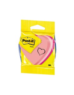 Blister papeleria 3m 2007h cubo de notas post it troquelado corazon 3 colores neon
