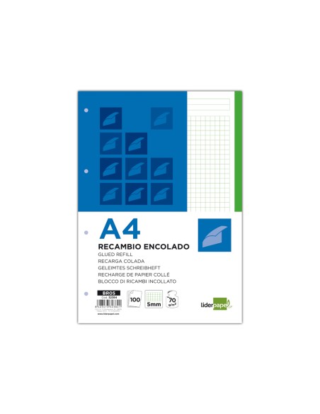 Bloc encolado liderpapel cuadro 5mm verde a4 natural 100 hojas 70 g m2 Bloc encolado liderpapel cuadro 5mm verde a4 natural 100 hojas 70 g m2